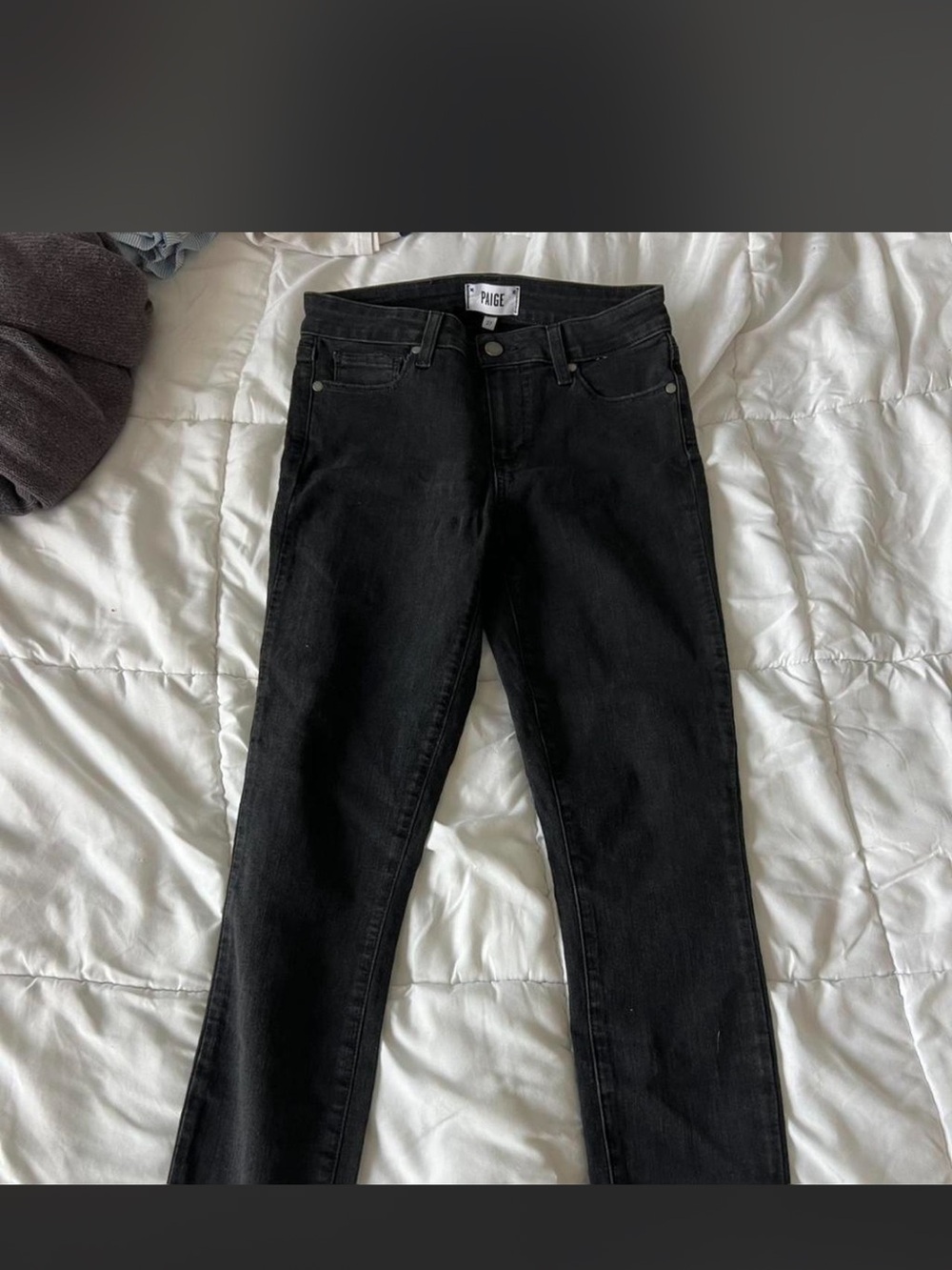 PAIGE Washed Black High-Rise Slim Jeans